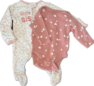 Old Navy Pink Heart Onesie with Carters Pajamas Newborn